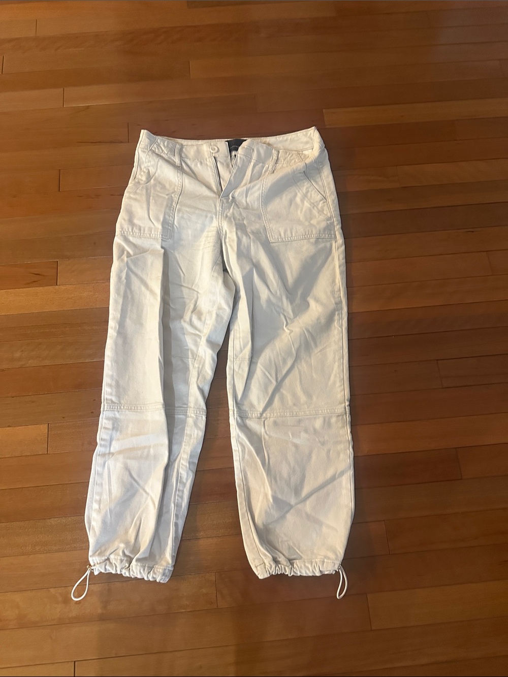 White House Black Market White Drawstring Hem Cargo Pants